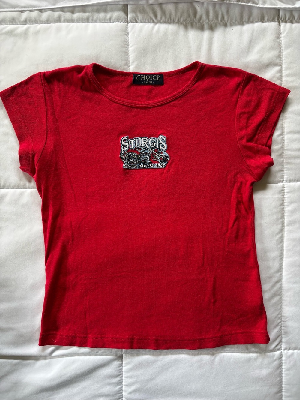 Vintage Y2K 100% cotton Sturgis South Dakota Motorcycle Rally Red Tee Shirt